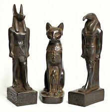 3 Egyptian Statues ANUBIS and THOTH Bastet CAT Goddess Antique EGYPT Stone picture