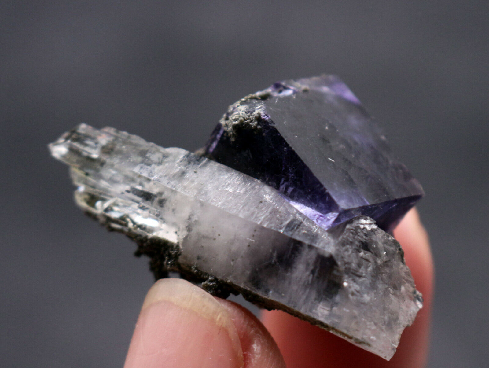 74ct Rare Beauty Smoky Quartz & Purple Fluorite Crystal Mineral Specimen/C​hina