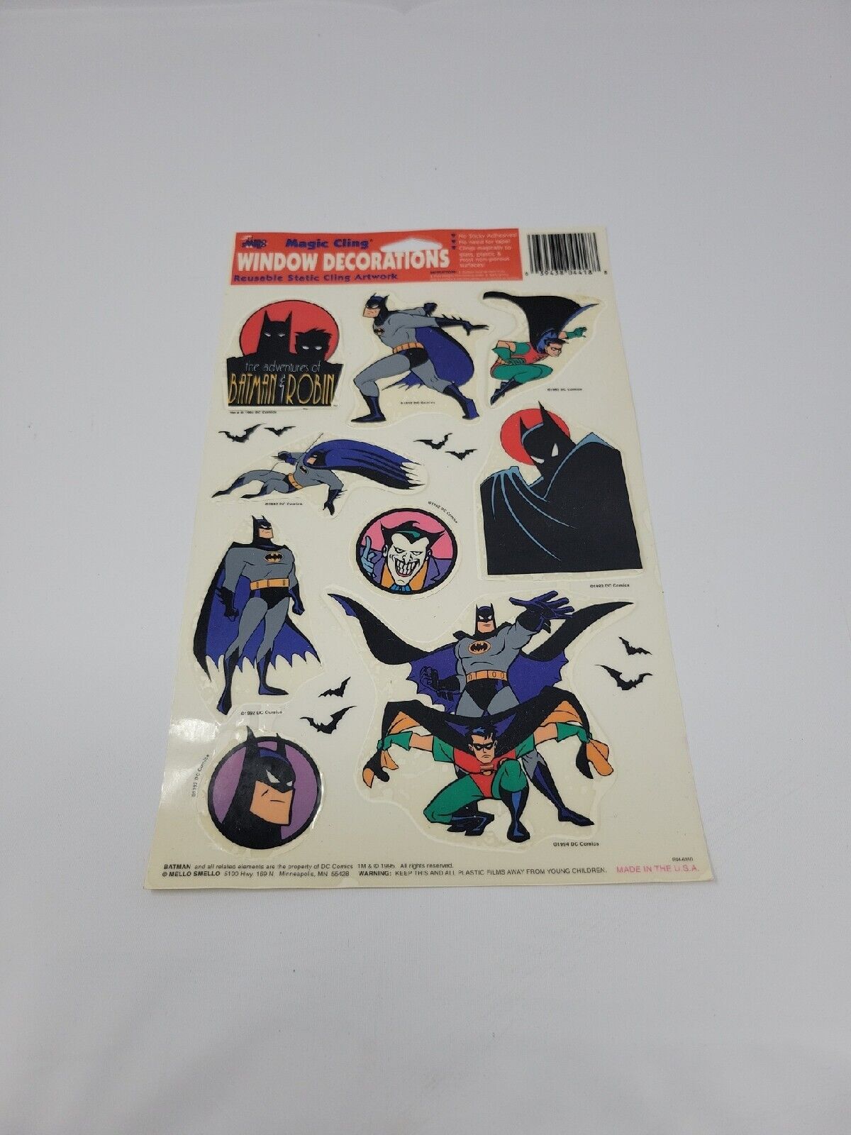 Vintage 1992-1995 Batman The Animated Series Window Clings Smello Mello USA