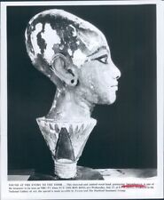 Press Photo Stuccoed Wooden Head of Tutankhamun Ancient Egypt picture