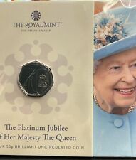 2022 UK 50p Coin Queen Elizabeth Platinum Jubilee (The Royal Mint) Brilliant Unc picture
