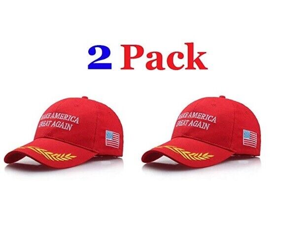 Make America Great Again Hat [2 Pack], Donald Trump USA MAGA Red Adjustable Cap
