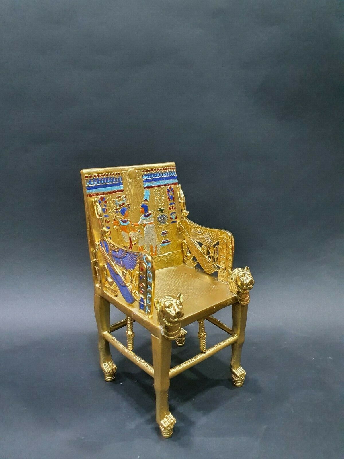 Gorgeous king Tutankhamun Throne Handmade from the copper with the Gold painting