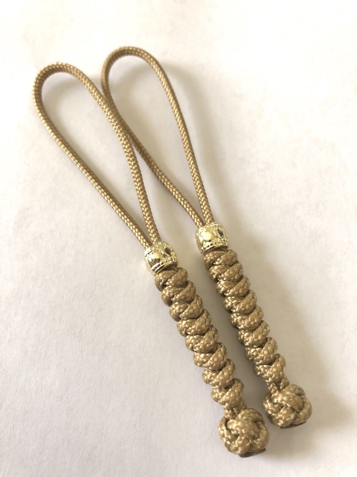 95 Paracord Micro Knife Lanyard 2pk, Gold Cord Snake Knot With Metal Bead
