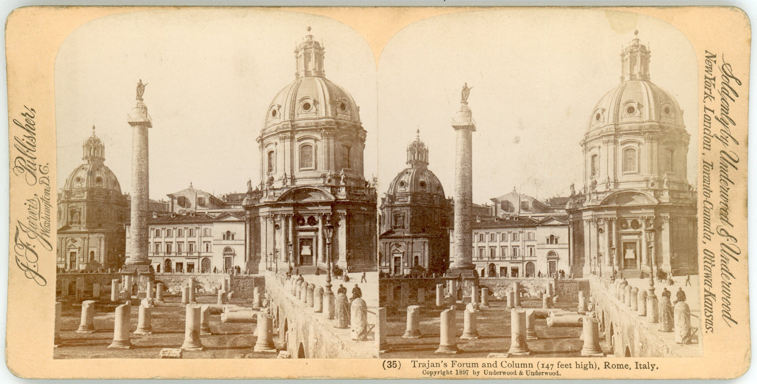 Stereo Italy, Italia, Rome, Roma, Trajan\'s Forum and the Column, 1897 Vintag