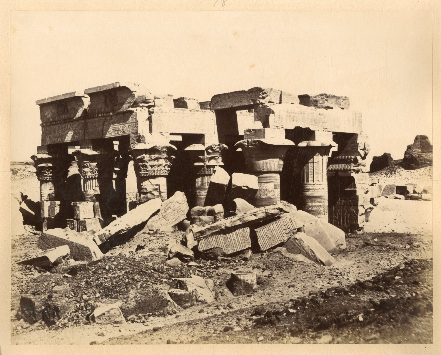 Egypt, Kôm Ombo, Sobek Temple and Haroëris Vintage Albumen Print Print 