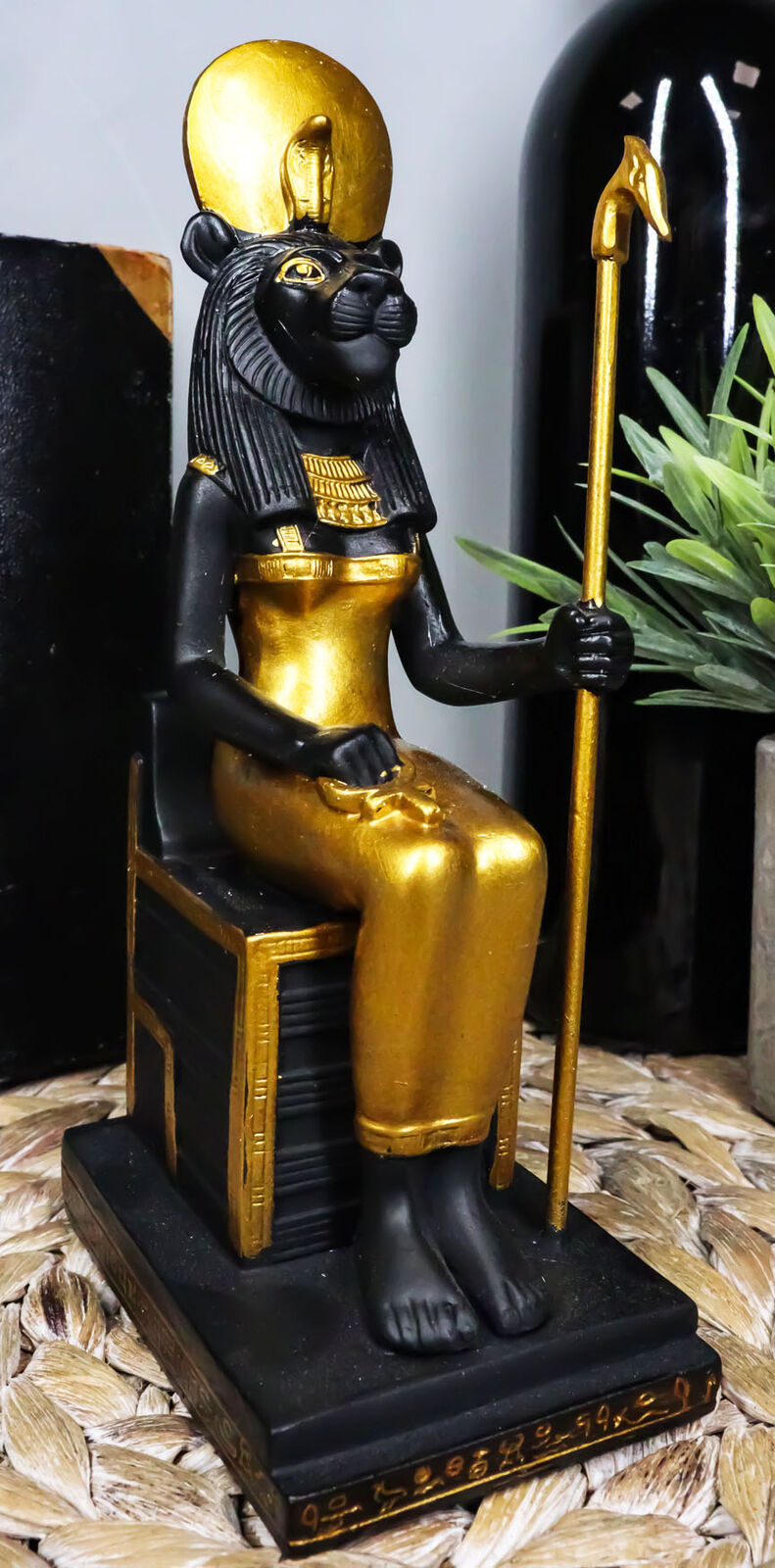 Egyptian Lioness Goddess Sekhmet Ra Sitting On Throne Statue Deity Of War Decor