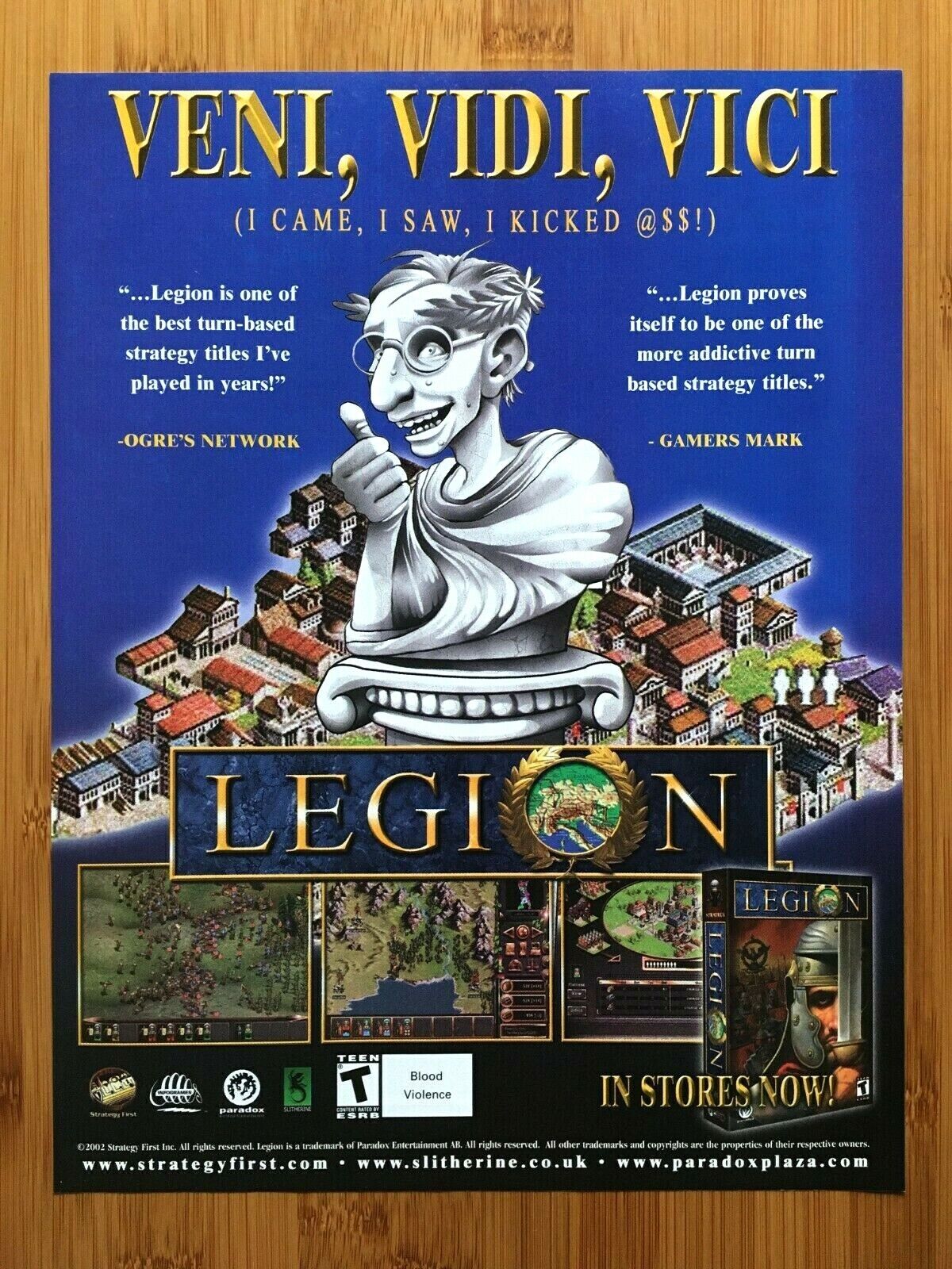 Legion PC 2002 Video Game Print Ad/Poster Advertisement Veni, Vidi, Vici Funny