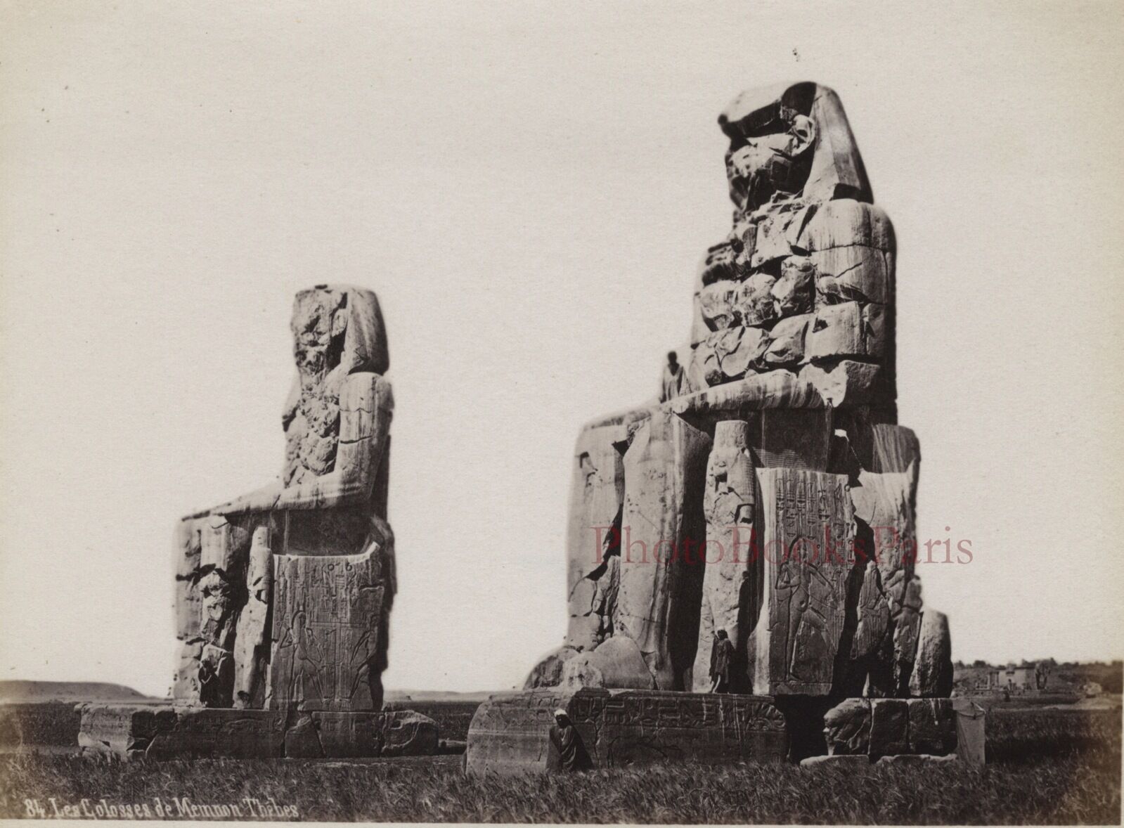 Egypte Thèbes Les colosses de Memnon Photo Albumine de Sébah petit format 9x13cm