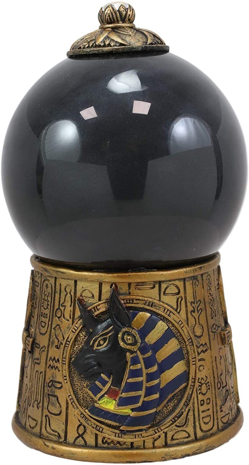 Egyptian God Of Mummification Afterlife Anubis Black Sand Storm Ball Figurine