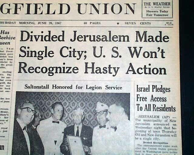 Old City & East REUNIFICATION OF JERUSALEM Day Israel Jewish Jews 1967 Newspaper