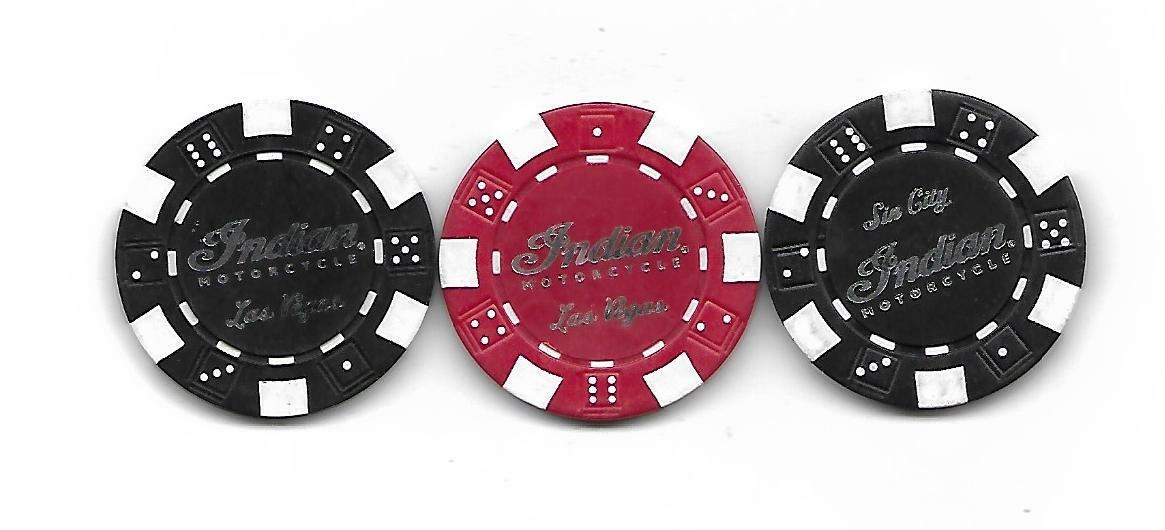 3 Indian Motorcycle Poker Chips   Las Vegas, Nevada 