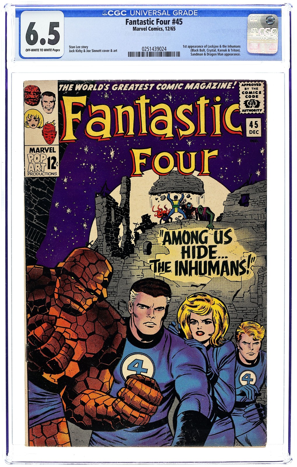 Fantastic Four #45 CGC 6.5 1965 0251439024 1st app. Inhumans