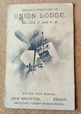 Vintage 1897 MASONIC UNION LODGE NO. 259 NEW BRIGHTON PA DIRECTORY Masons picture