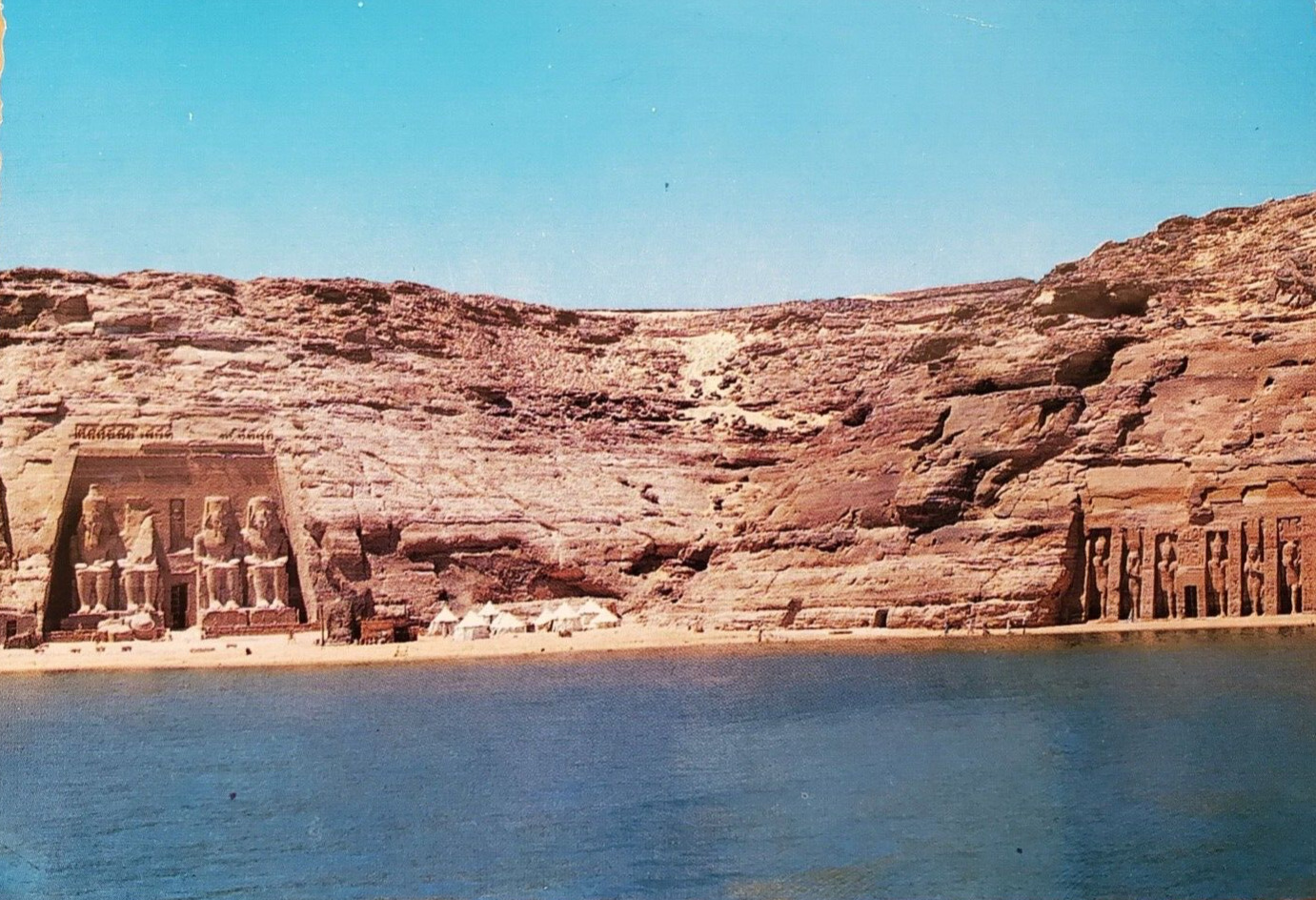 Aswan Egypt Abu Simbel The Two Rock Temples Vintage Postcard
