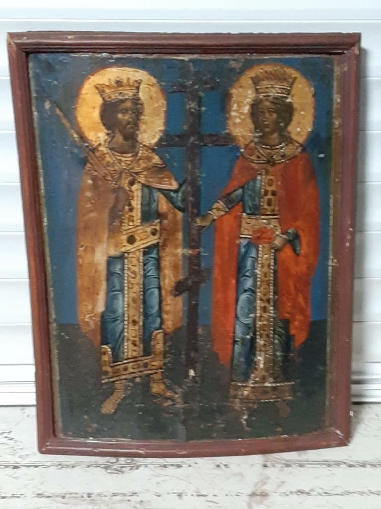 Perfect Antique of Royal portrait Icons oil on wood end of the fifteenth century