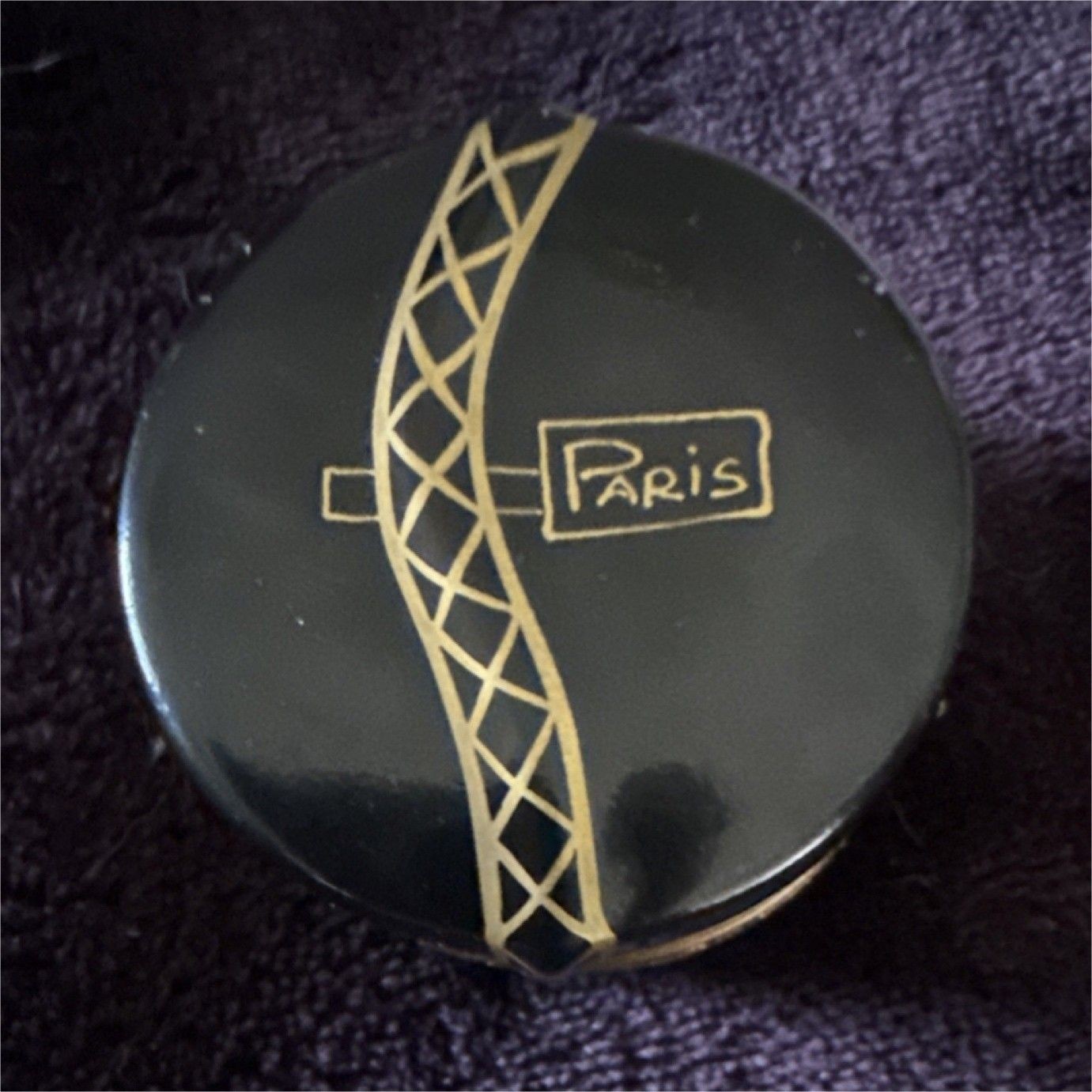 Limoges France Hand Painted Handmade Eiffel Tower Hat Box Motif Trinket Box