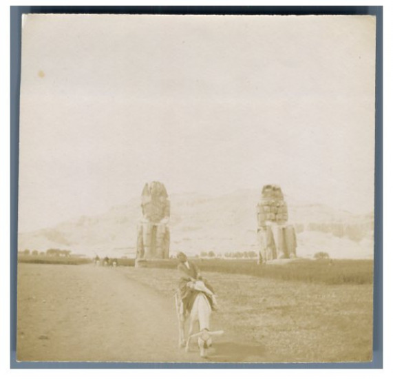 Egypt, Les Colossi de Memnon in Thebes Vintage Citrate Print Citrate Print