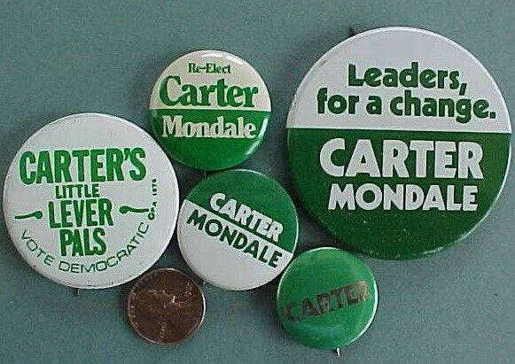 1976-80 Jimmy Carter for President-Walter Mondale for Vice-President 5 pin set