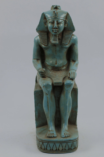 Marvelous King KHAFRE King of Old Kingdom sitting on his throne With Horus