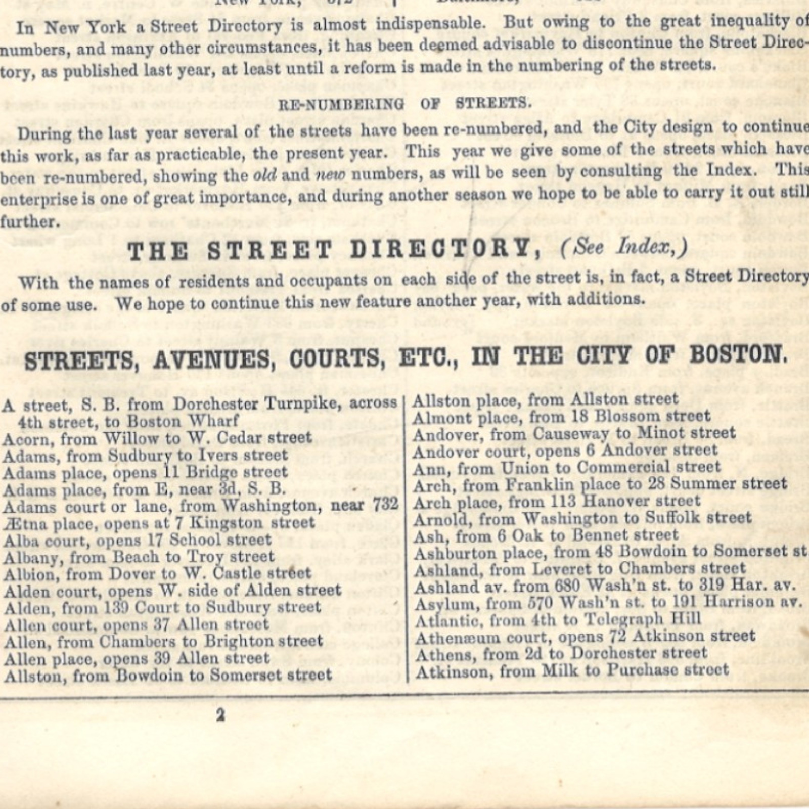 1850 BOSTON STREET DIRECTORY CITY STREETS AVENUES ACORN BEACON HILL SHAWMUT