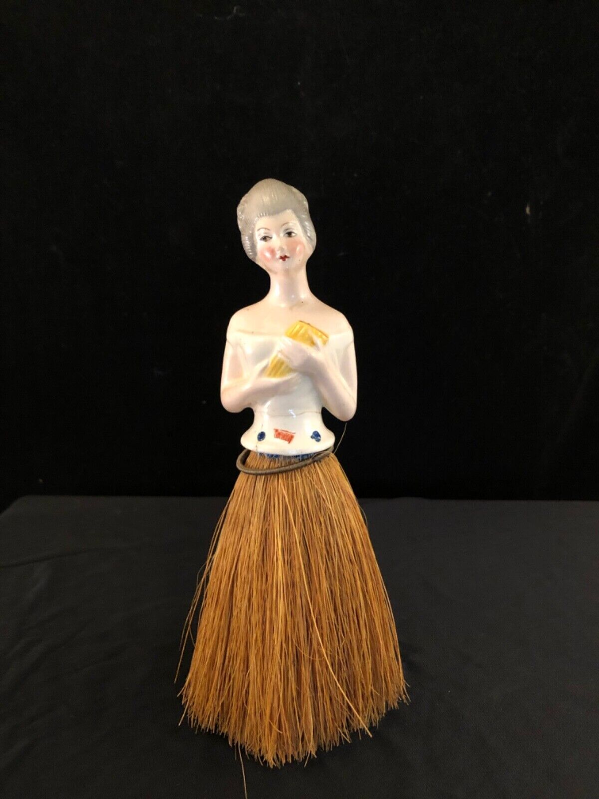 Victorian Lady Brush Doll Half Figural Whisk Broom Porcelain Germany Damaged