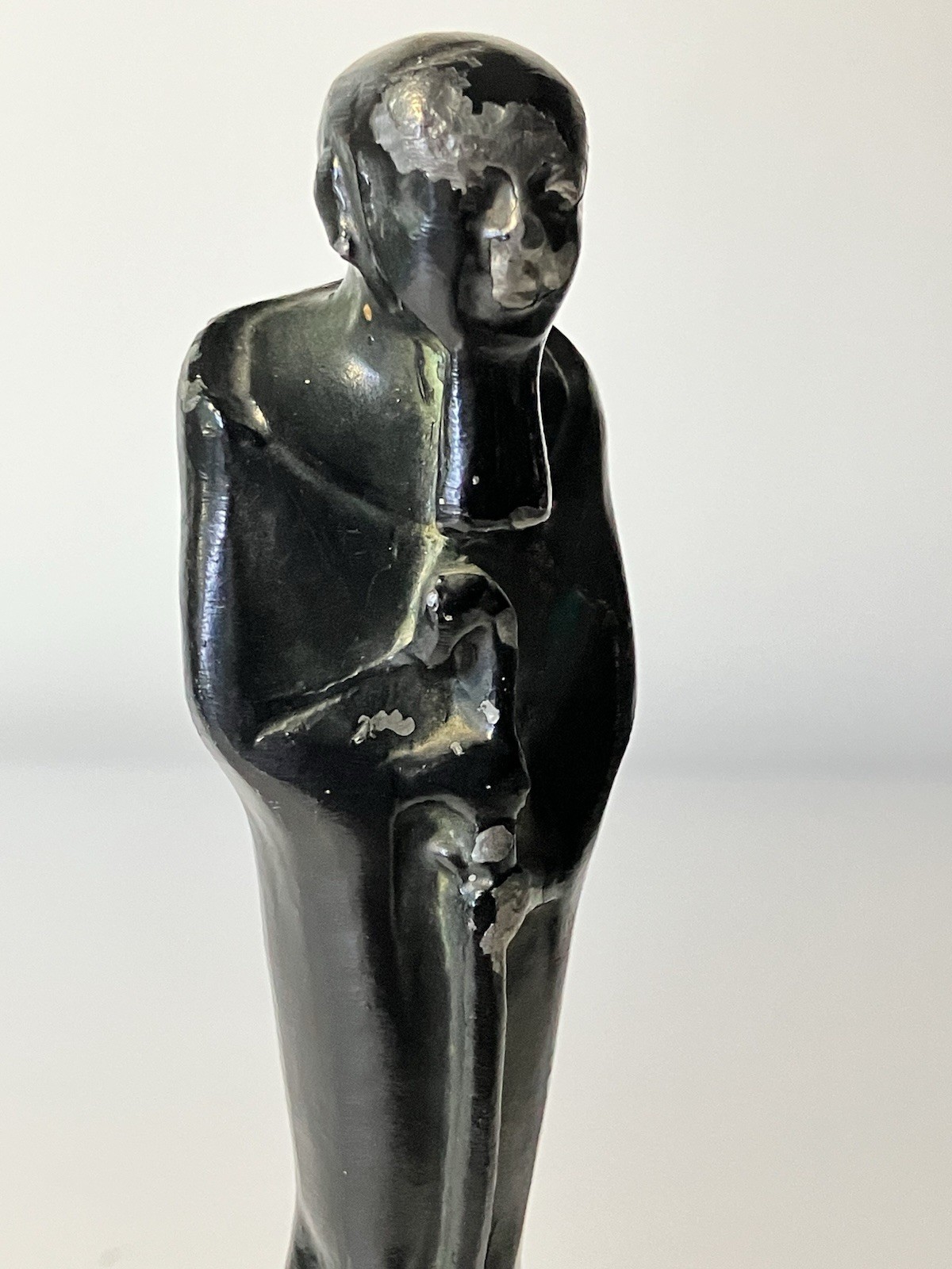 Vintage Egypto Metal Sculpture God Ptah Egyptian Style Old Heavy Figure