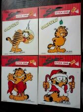 (4) Dakin Vintage GARFIELD Christmas Window Clings Static Stick-Ons 1987 New  picture