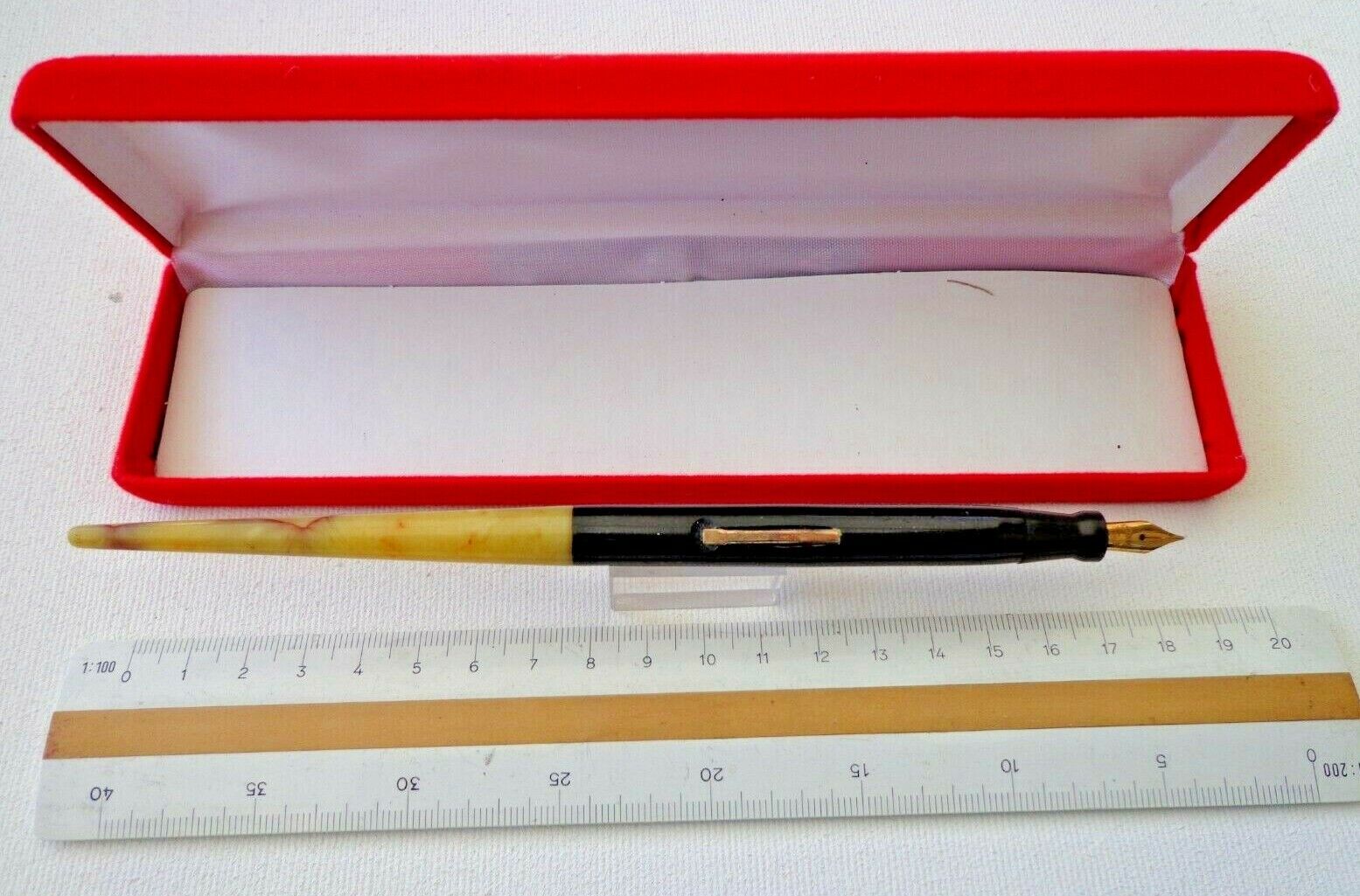 Marbled Desk Fountain Pen Warranted 14K semi -FLEX Nib Nr-4 with Box