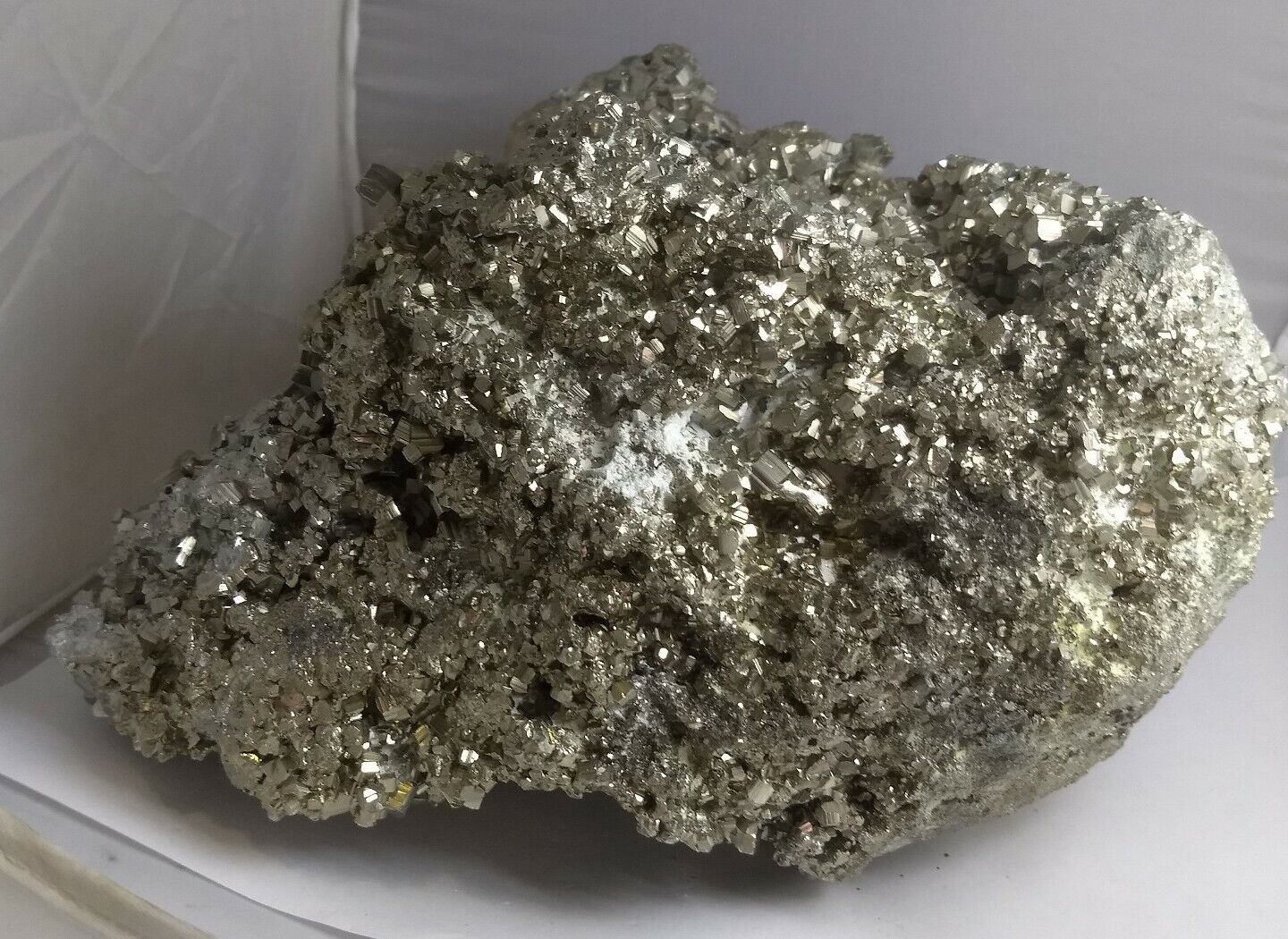Gorgeous pyrite crystal cluster specimen, Peru 26.28lb Fools Gold AAA