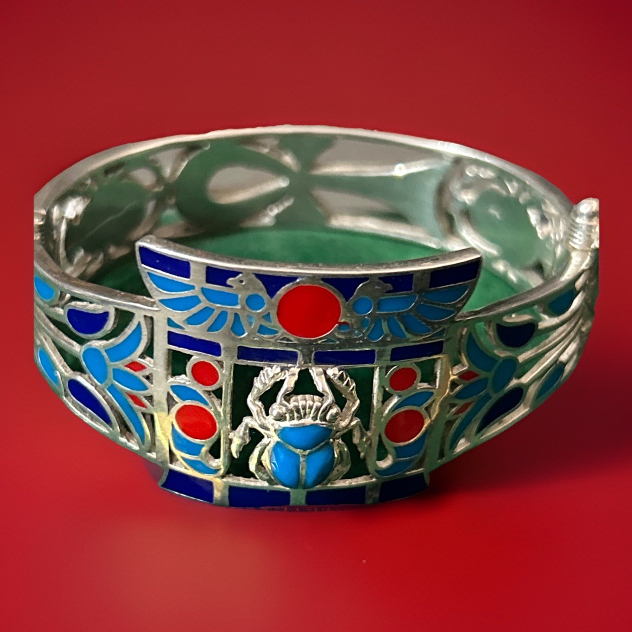 Egyptian 925 Silver King Tutankhamun replica scarab bracelet,The Beetle Khepri
