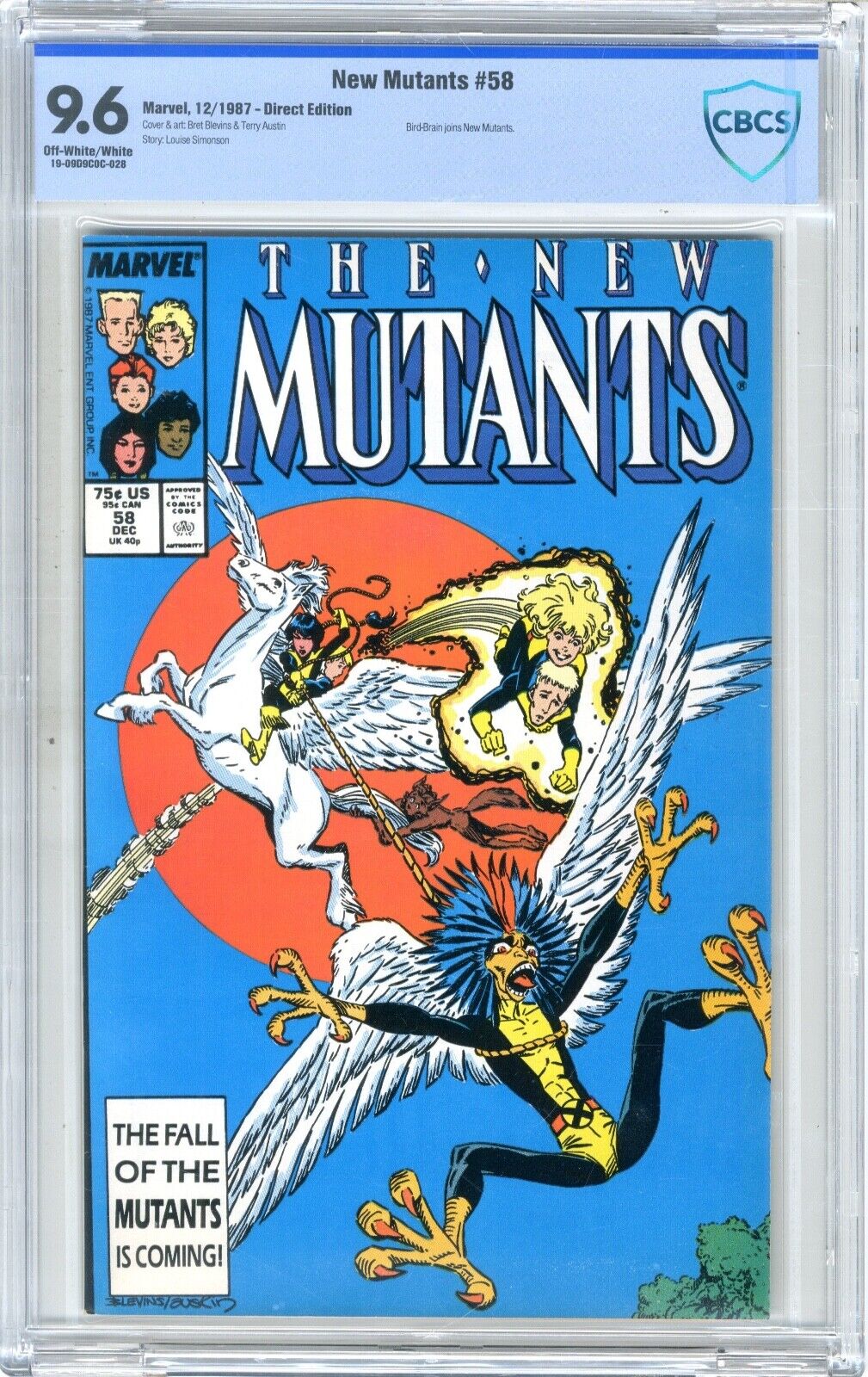 The New Mutants  #58  CBCS  9.6  NM+   White pgs 12/87  Bird-Brain joins New Mut