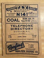 1940 Durham , NC Durham Telephone Company Directory picture