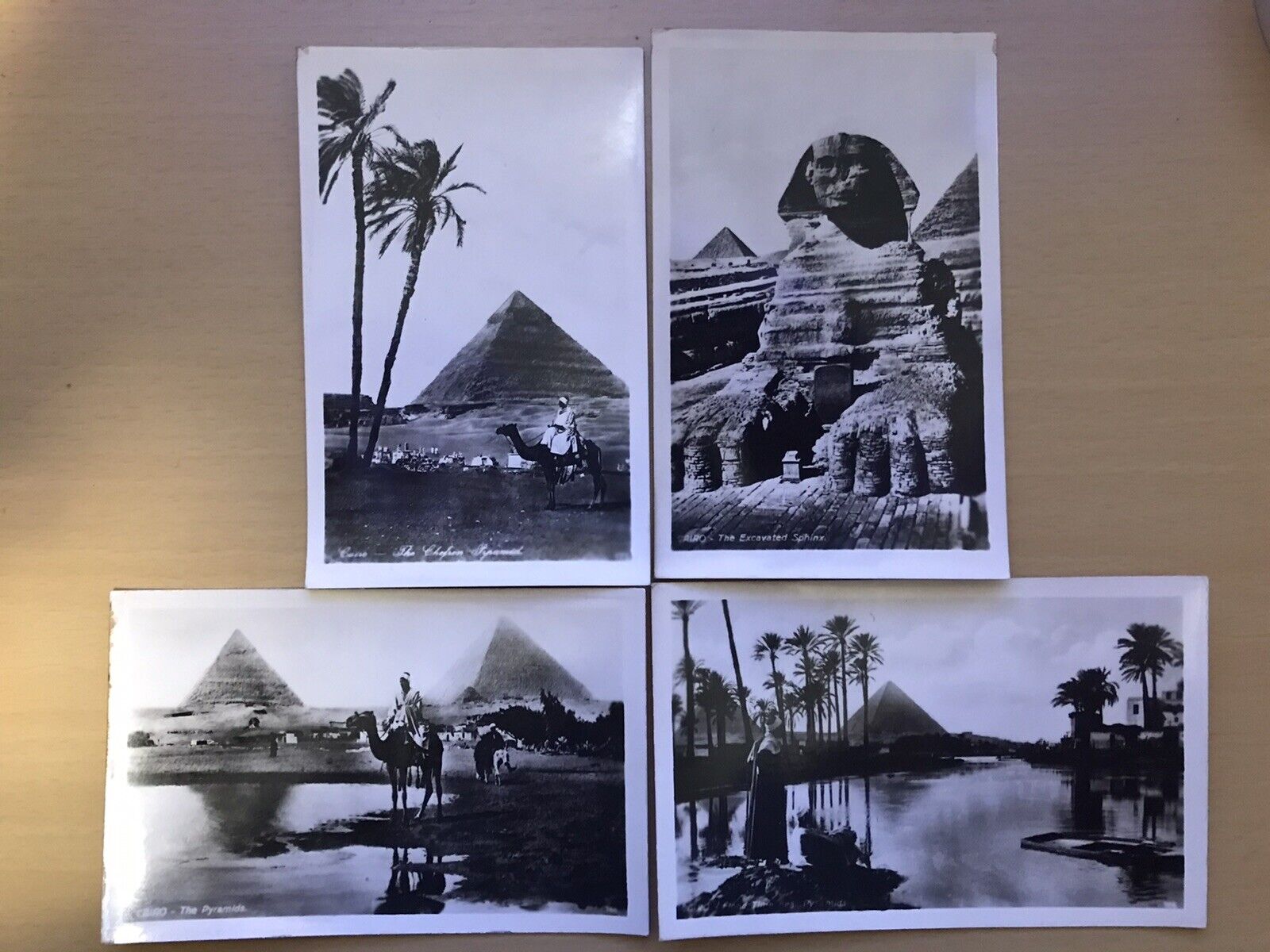 Cairo Egypt Giza Pyramids Sphinx 4 Postcard Lot Real Photo Postcard RPPC Vintage