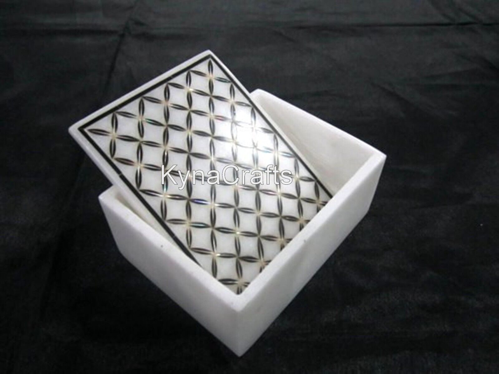 Antique Design Inlay Work Trinket Box Rectangle Marble Candy Box for Dining Tabl