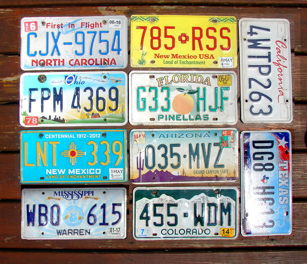 Pack of 10 Craft Condition License Plates Art Projects LOT TAGS (RANDOM PLATES)