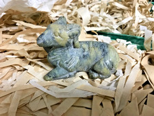 VINTAGE HAND CARVED JADE STONE  AMULET/FIGURE. RAM FORM OF KHNUM picture