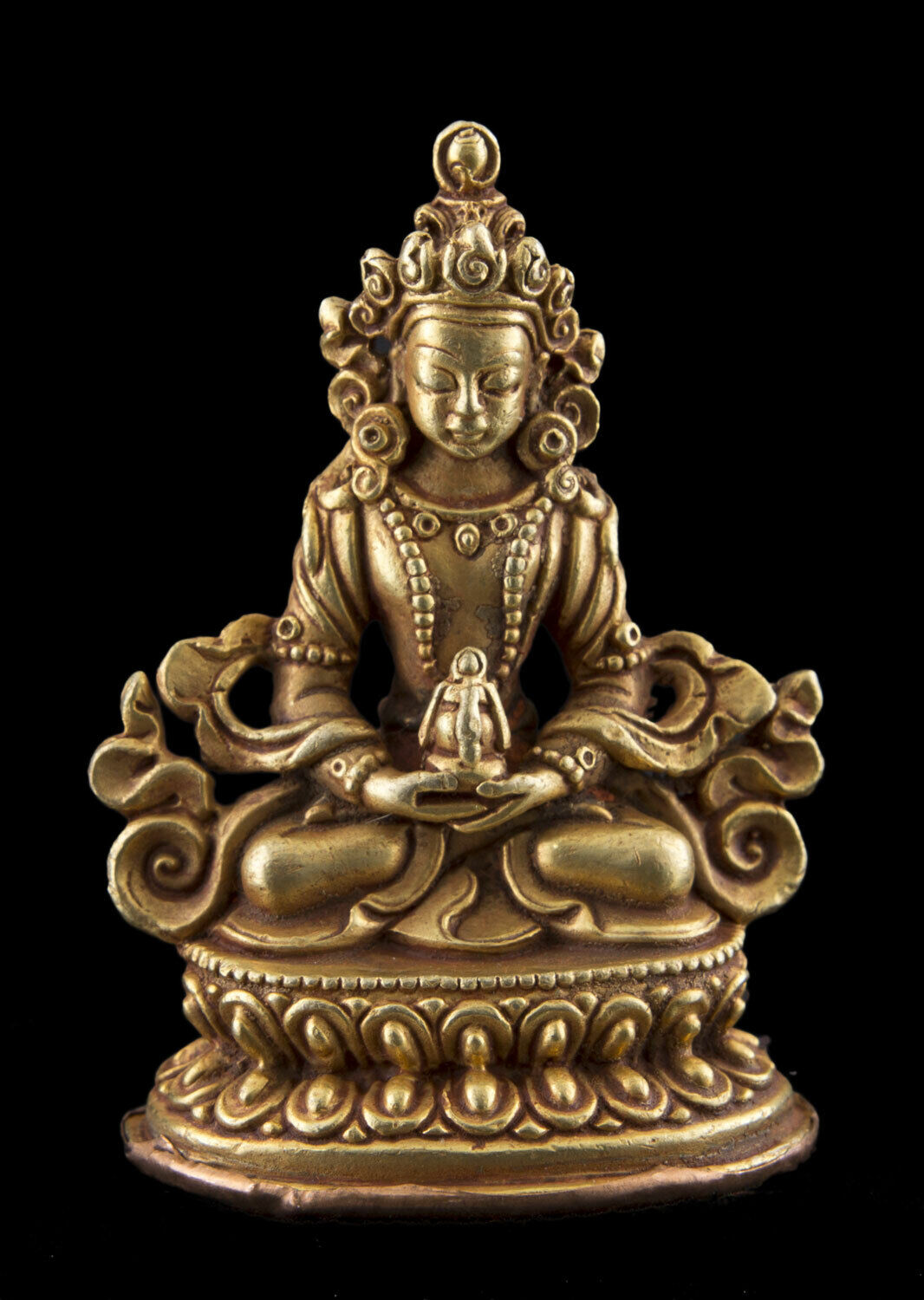 Amitayus Aparmita Statue Tibetan Buddha Copper Top Quality 2 3/8in Nepal 26690