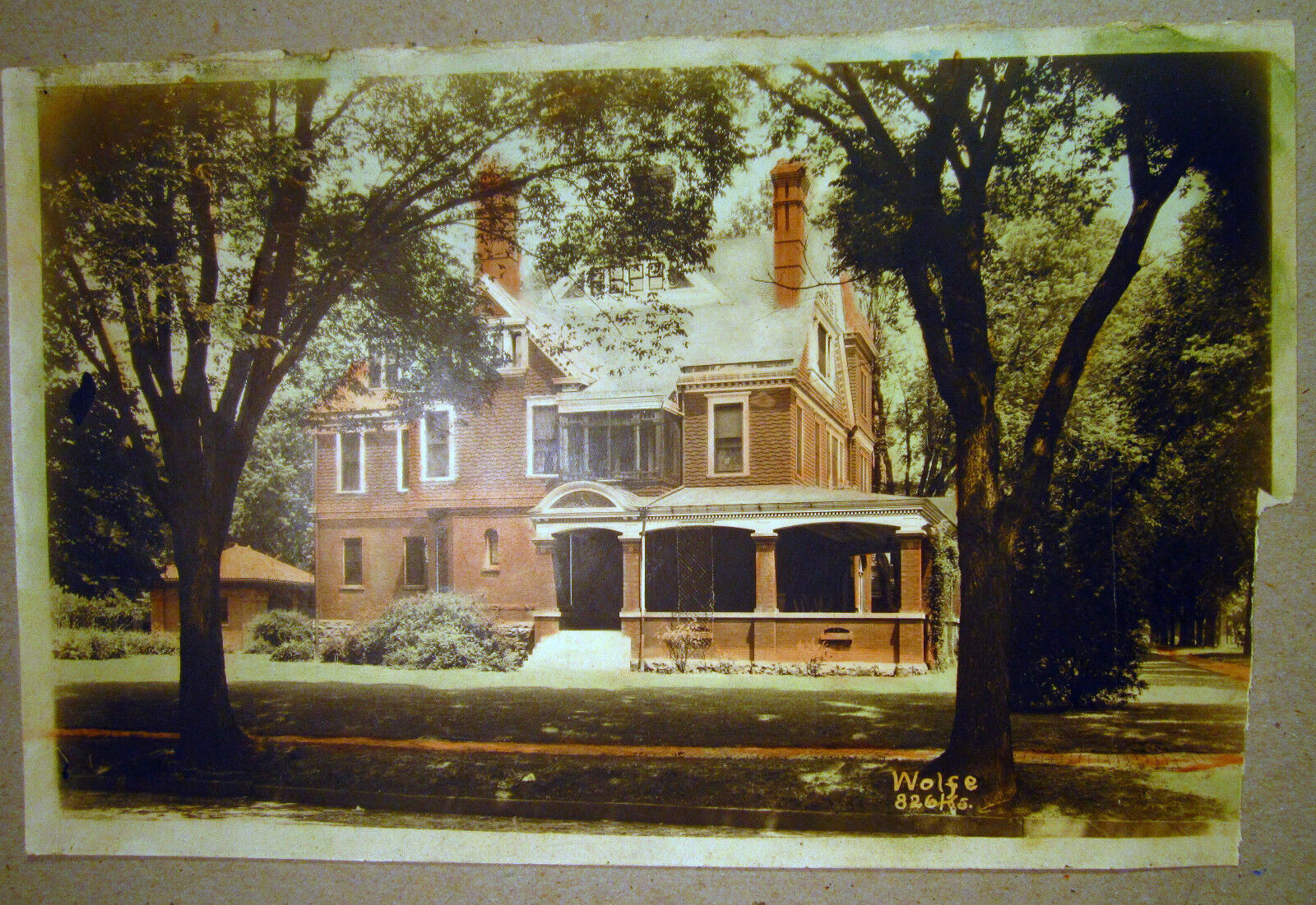 Old House Photograph Photo Unknown Origin Deep Porch Double Chimeny Out Building