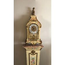 Tiffany Boulle Quarter-hour Chiming Mantel Clock and Pedestal Hand painted picture