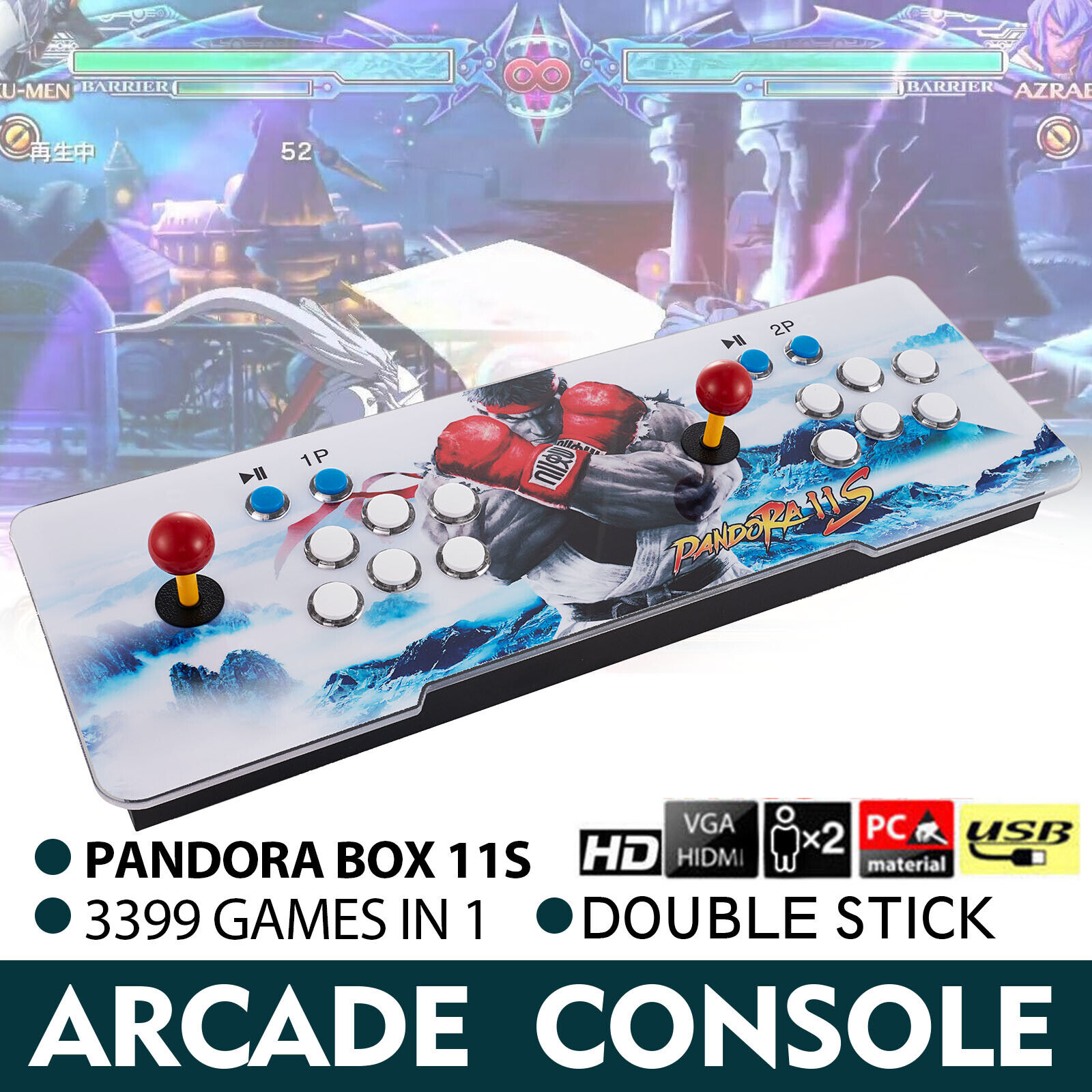 Pandora Box 11s 3399 Games in 1 Retro Video Game Double Stick Arcade Console New