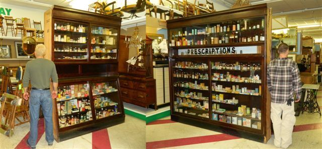 Antique Historic Pharmacy Cabinets from Illinois General Store + 1500 Bottles