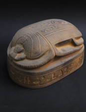 Rare Ancient Egyptian Antiques Authentic Pharaonic Scarab Of Egyptian God Khepri picture