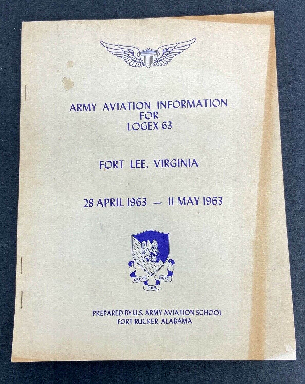 1963 US Army Aviation Information For LOGEX 63 Fort Lee Virginia Booklet