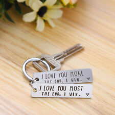 I Love You More Most The End I Win Couples Novelty Keyring Steel Keychain Gift picture