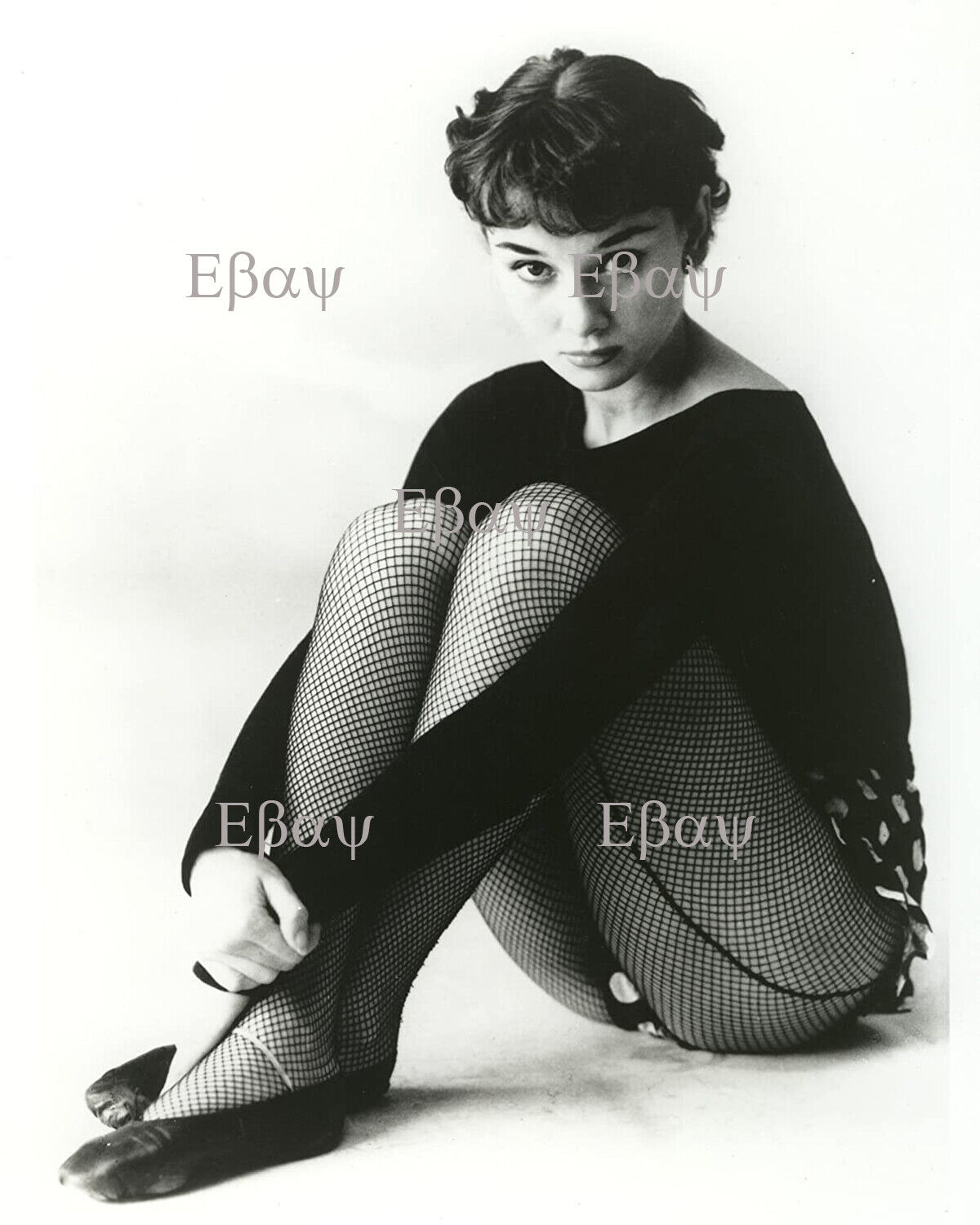 Audrey Hepburn Fishnet Actress 8X10 Photo Reprint