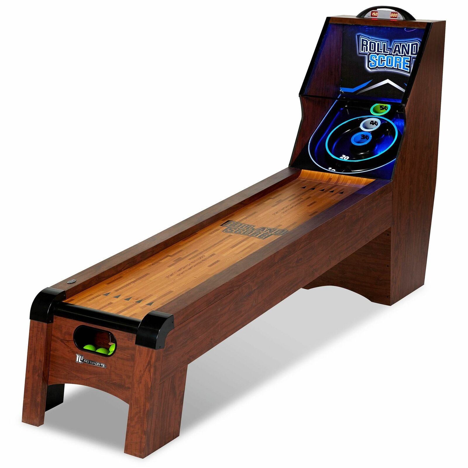 9\' Arcade Roll and Score Game Room Table with LED Scorer, Lights, Sound Effects