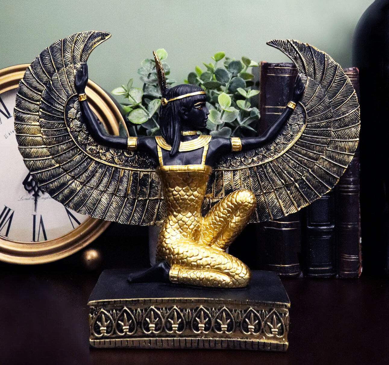 Ebros Egyptian Kneeling Goddess Maat with Open Wings Figurine 8.5\