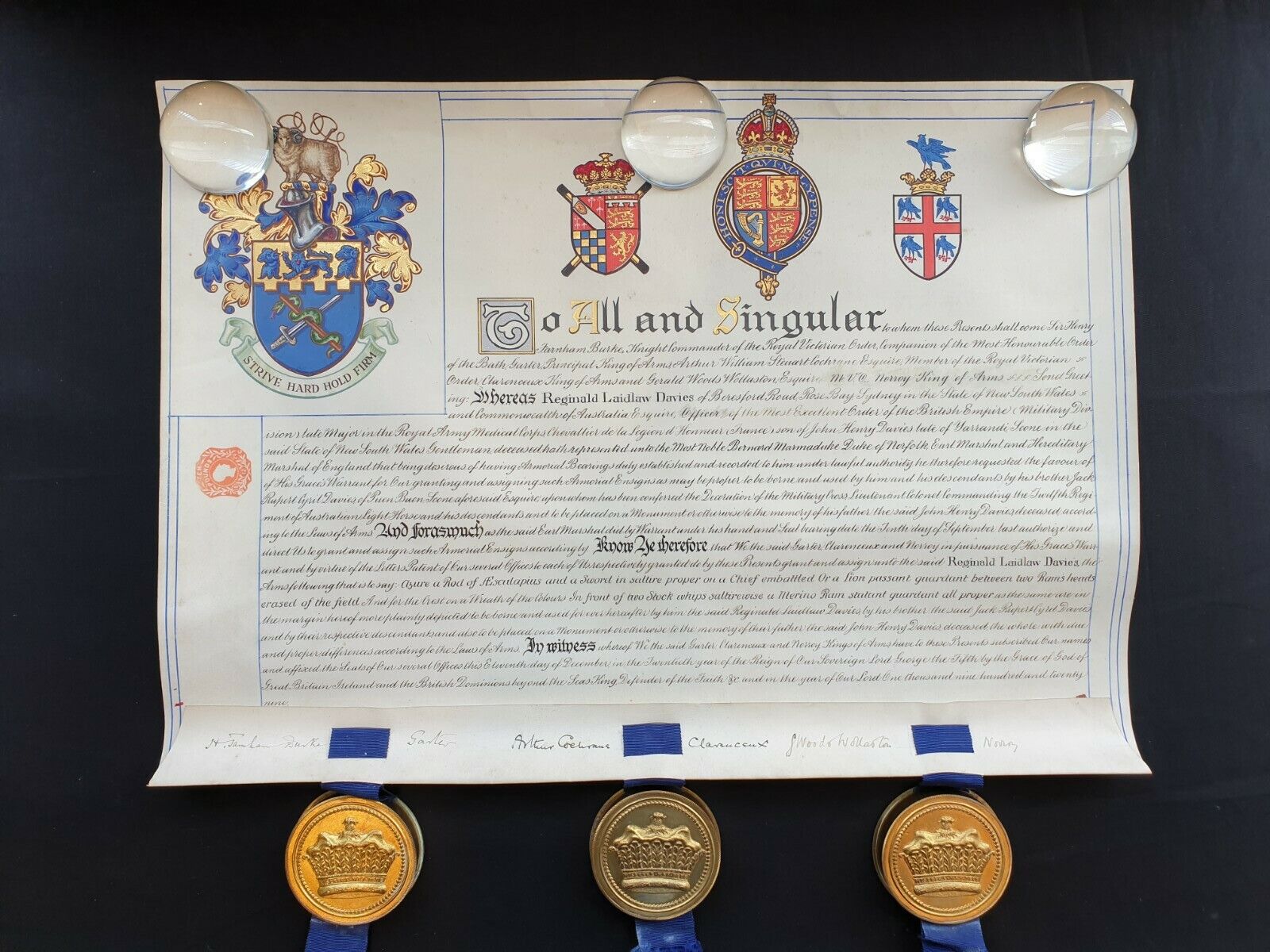 King England George V Royal Presentation Document Box Grant Arms Patent Nobility