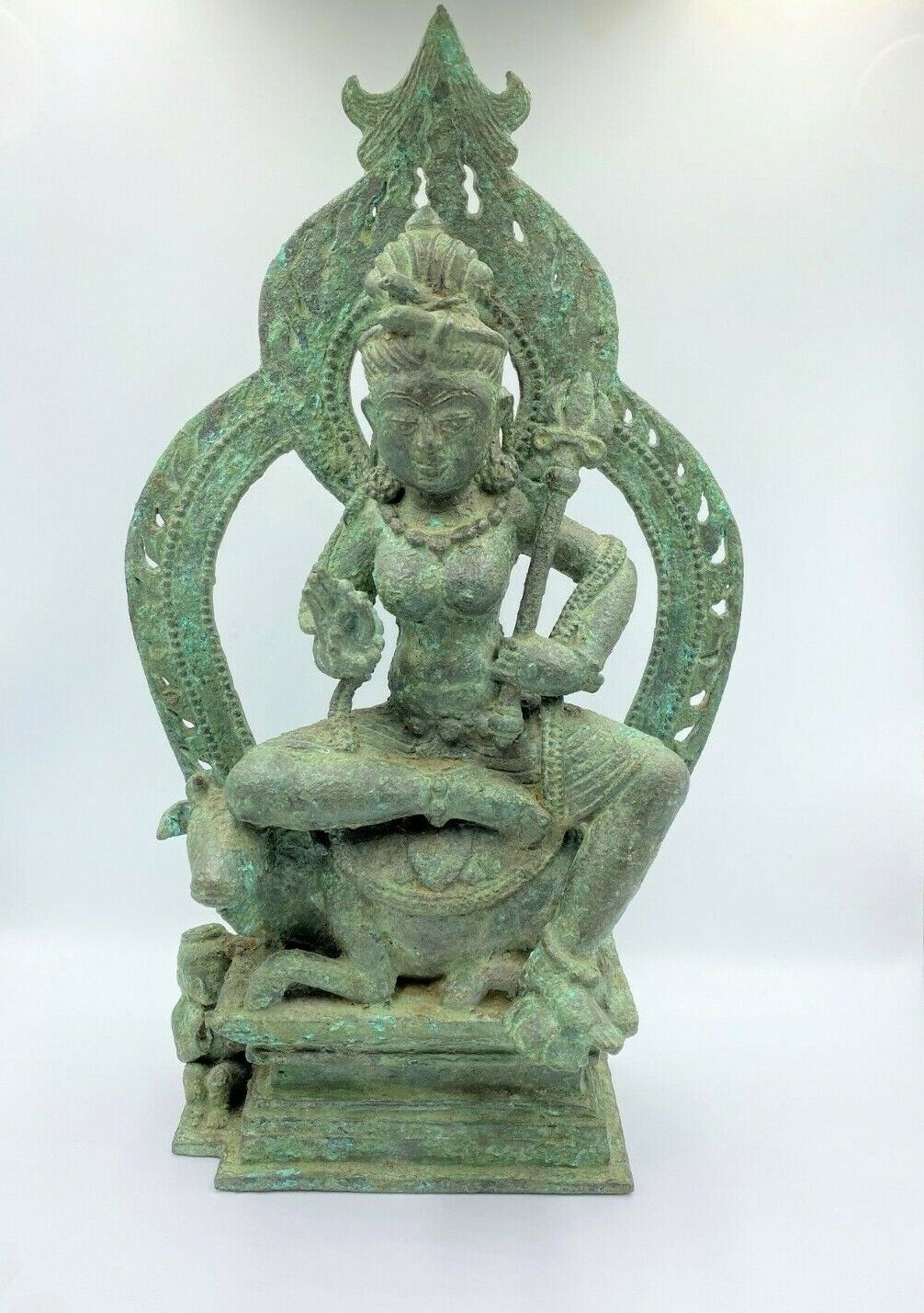 Old Ancient Bronze Seated Figure Of Deity Green Tare South East Asia 15 century 